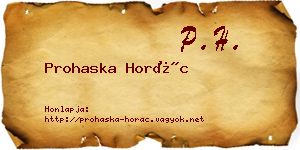Prohaska Horác névjegykártya